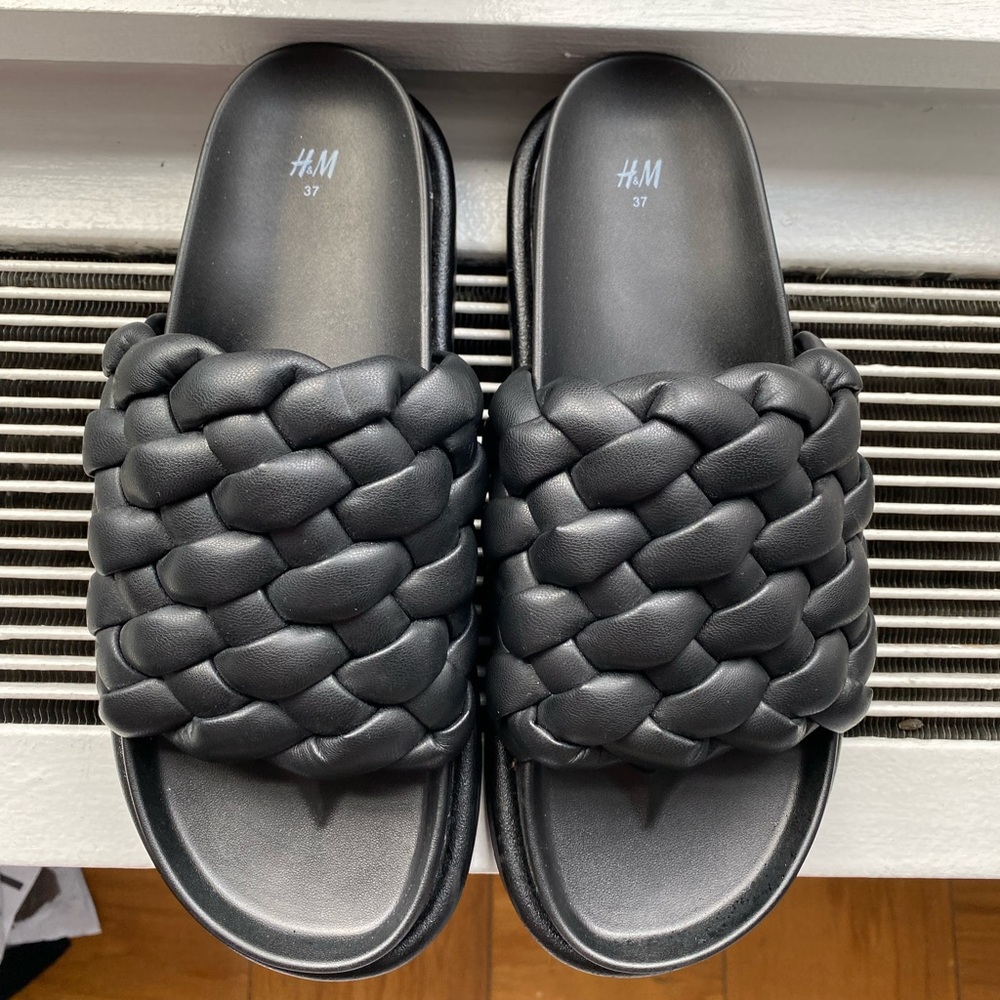 H&M woven slide sandals size 37 (US 6.5)
